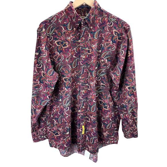 Vintage BD Baggies Paisley Men’s Size M Button Down Shirt Long Sleeve Burgundy - Picture 1 of 7